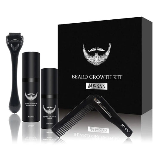 Kit de crecimiento de barba de 4 piezas para hombres con aceite potenciador del crecimiento, acondicionador sin enjuague y peine